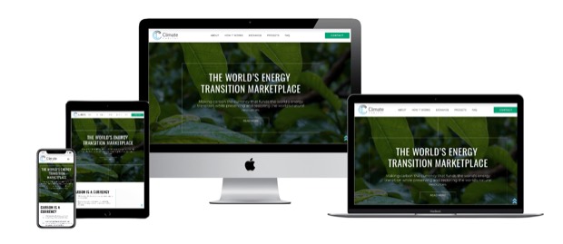 The Climate Capital website, shown on desktop, laptop, tablet and phone