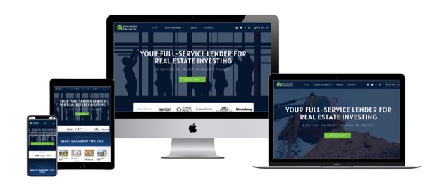 The Dominion Financial website, shown on desktop, laptop, tablet and phone